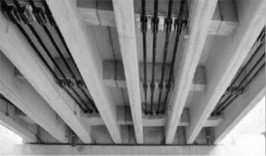 CFRP cable strands and tendons were used in the construction of the Bridge Street Bridge. Credit: michigan.gov