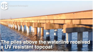 Bridge with many piles over water